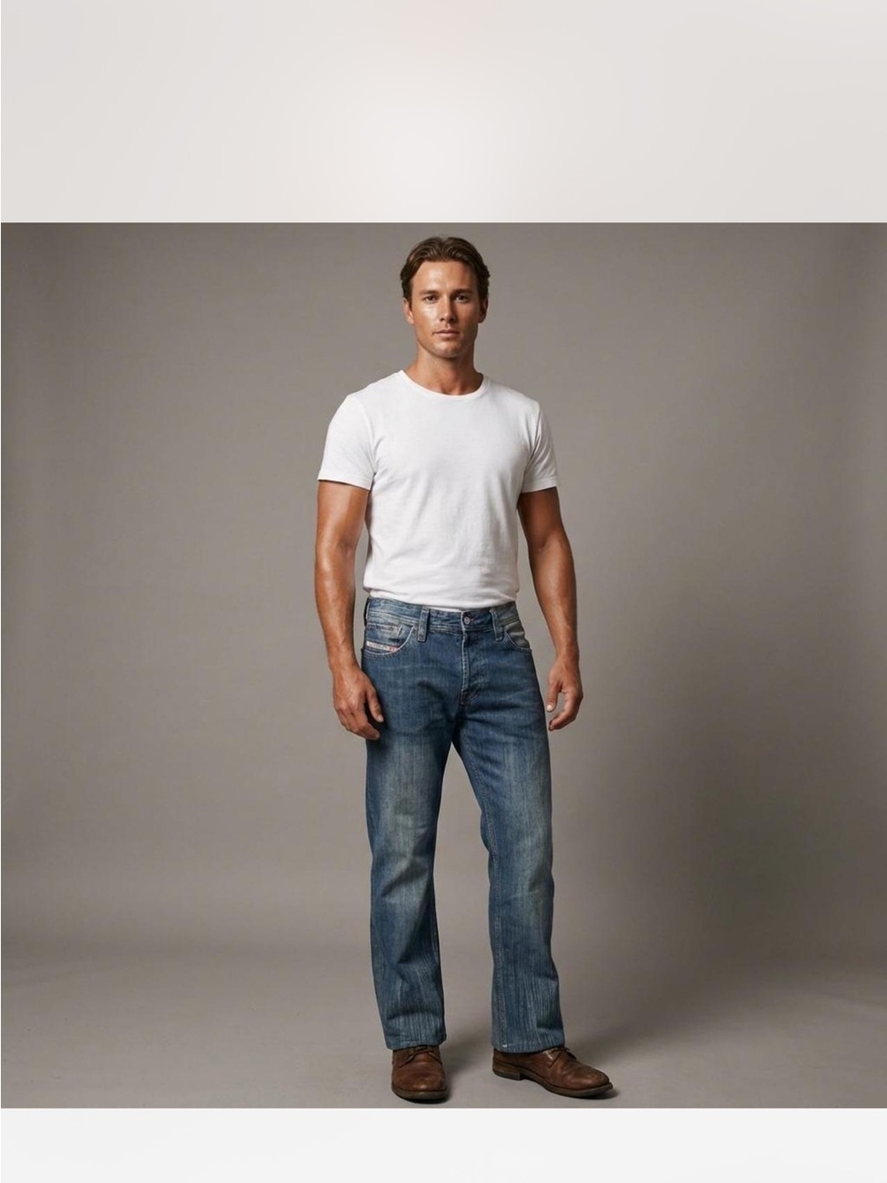 Diesel Men's Bootcut Jeans in Medium Blue Wash